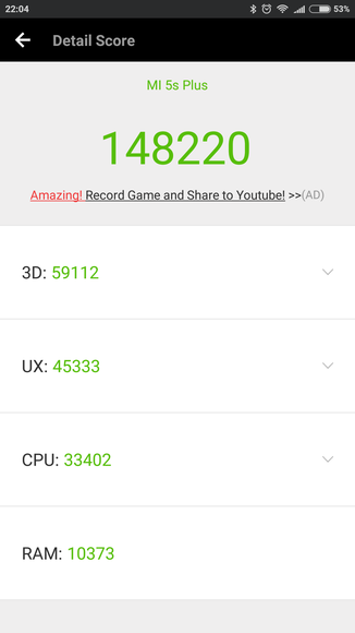 Результат в AnTuTu Xiaomi Mi 5s Plus