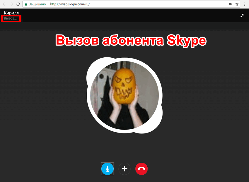 Вызов абонента Skype