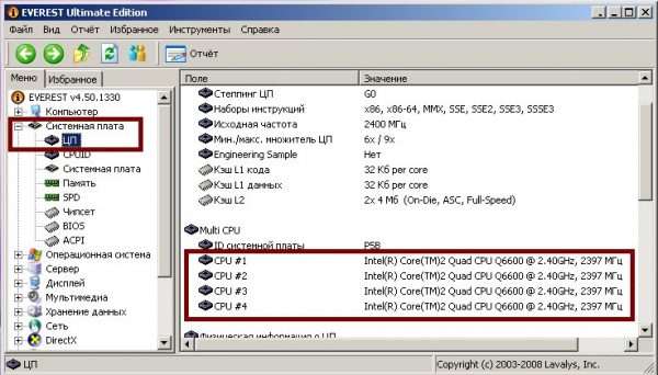 Блок Multi CPU в утилите Everest