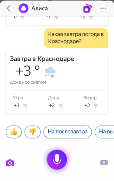 Алиса подсказывает погоду
