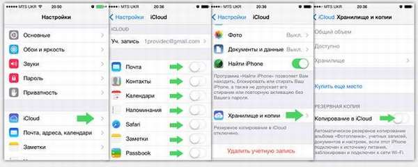 создание резервной копии в icloud