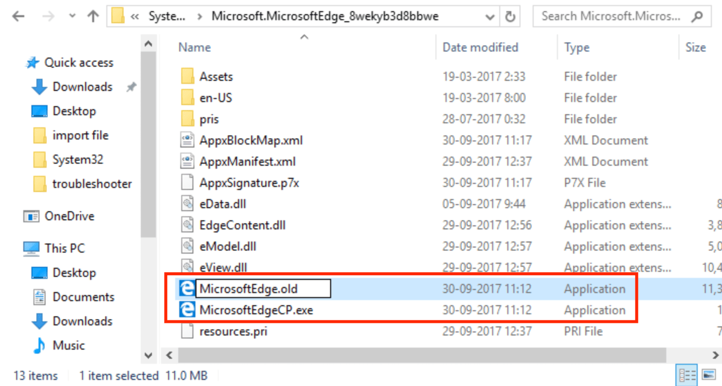 Переименование Microsoft Edge exe