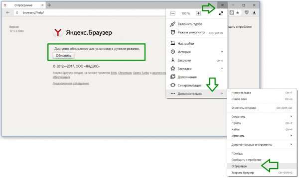 Скриншот демонстрирует, как обновить «Яндекс.Браузер» на ПК