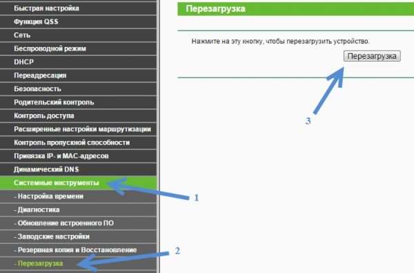 Перезапуск роутера TP-Link через веб-интерфейс