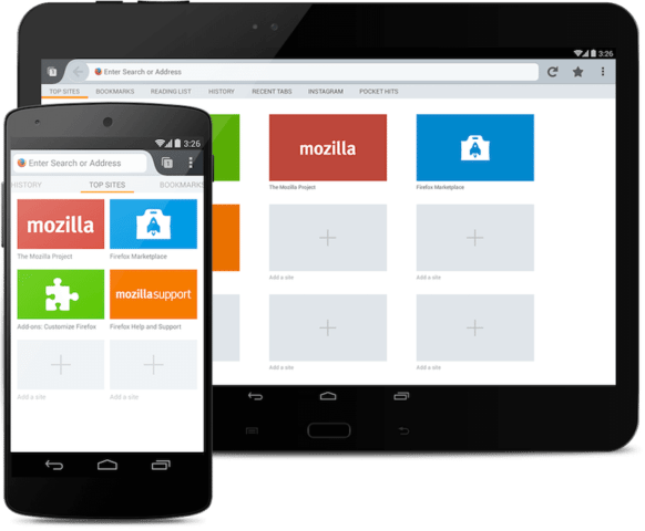Мозила на смартфон и планшет