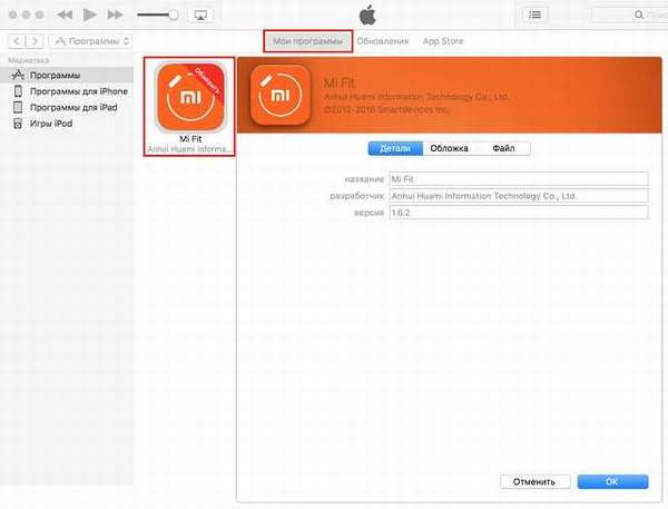Раздел Мои программы в iTunes