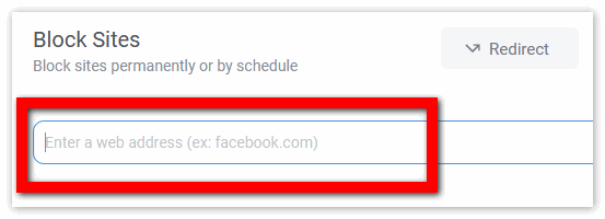 Ввести сайт для блокировки