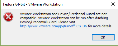 Ошибка vmware player and device/credential guard are not compatible что это и как исправить?