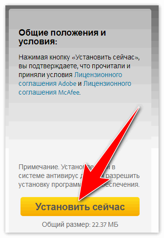 Установить сейчас Flash Player