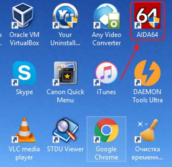 Пиктограмма программы AIDA64 на «Рабочем столе»